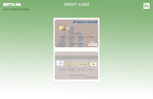 Шаблон за виза за дебитна картичка во модерен стил на Самоа банка на Хаваи